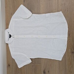 Vustra Men's Medium Linen-blend Short-sleeve Collared Shirt Organic Cotton